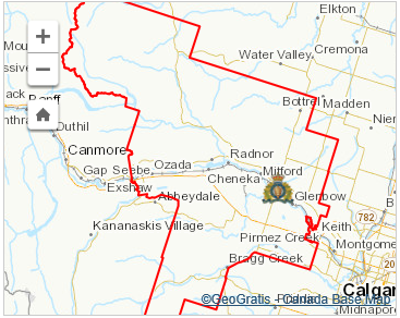 Map of Cochrane RCMP coverage area